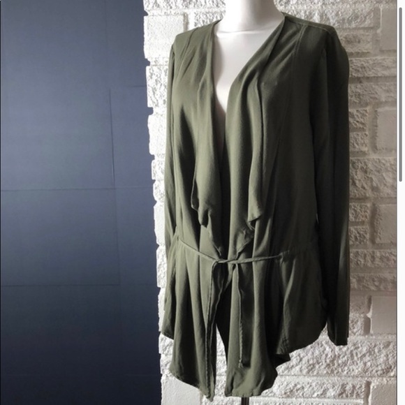 Bleuh Ciel Green Army Waterfall Jacket Coat XS - Picture 8 of 8